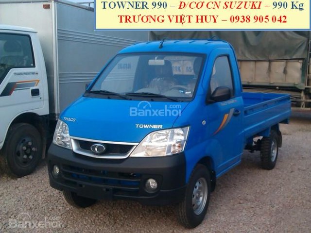 Giá xe tải Thaco Towner 990 tải trọng 990kg đời 2017, màu xanh ngọc, bán trả góp