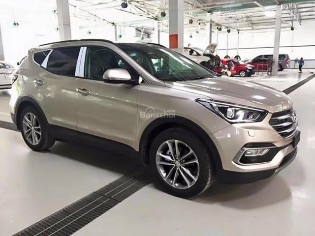 Cần bán xe Hyundai Santa Fe đời 2017, màu ghi vàng  