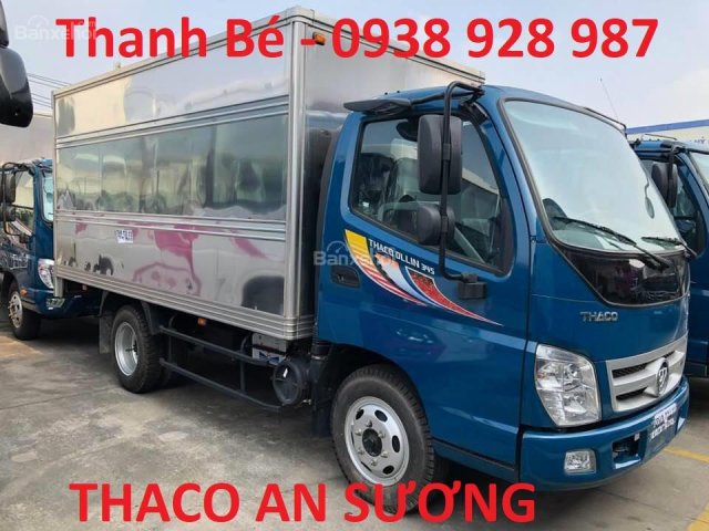 Bán xe tải Thaco Ollin 345 tải trọng 2 tấn 4, thùng kín, đời 2017, có máy lạnh