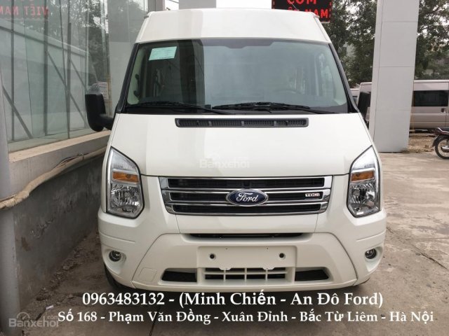 Bán xe Ford Transit bản Luxury màu trắng đời 2018, giao xe ngay, hỗ trợ trả góp tối đa, thủ tục nhanh gọn