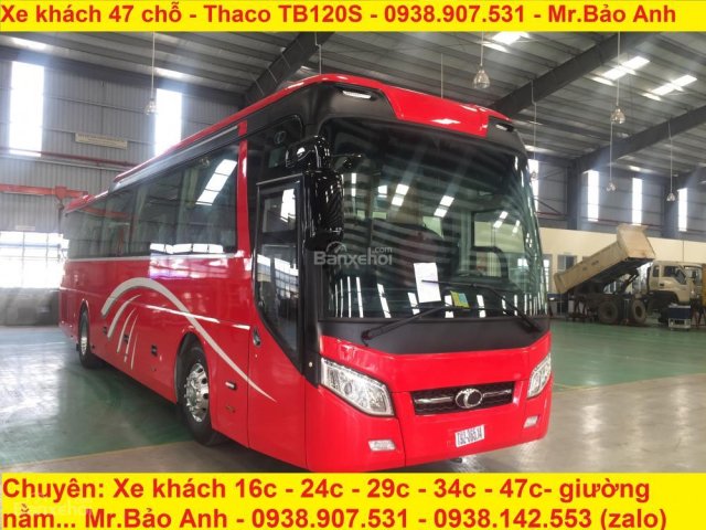 Giá mua bán xe 47 chỗ bầu hơi Thaco TB120S bản full option 2018