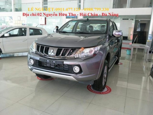 Bán xe bán tải Mitsubishi Triton 2017, màu xám, nhập khẩu, trả góp 90%xe, LH: Lê Nguyệt: 0911.477.123- 0988.799.330