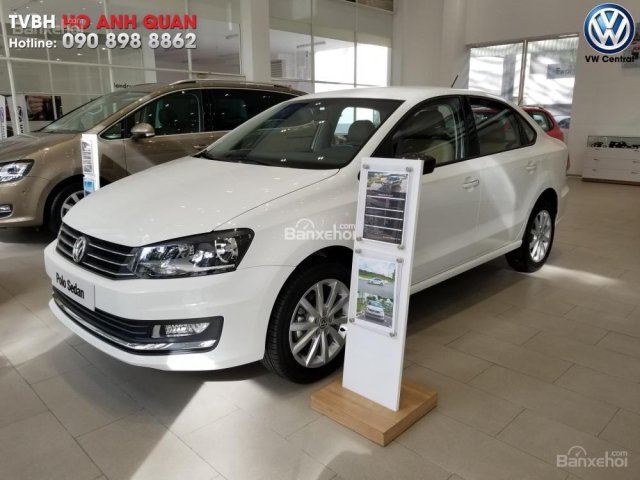 Bán xe Volkswagen Polo Sedan, màu xanh dương chính hãng, trả góp 90% nhận xe ngay/ hotline: 090.898.8862