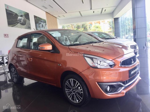 Chốt tháng 1 Mitsubishi Mirage CVT sản xuất 2018, màu cam, nhập khẩu, giá 451tr, LH Yến 0968.660.828