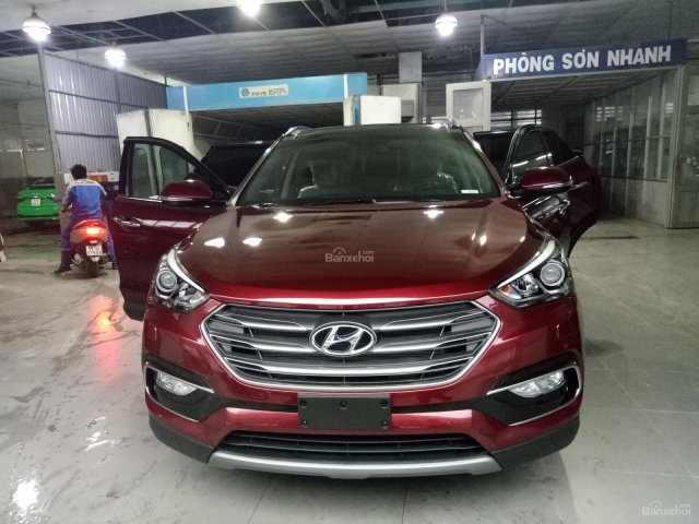 Bán Hyundai Santa Fe 2.4AT đặc biệt 2018, máy xăng, màu đỏ, giao ngay