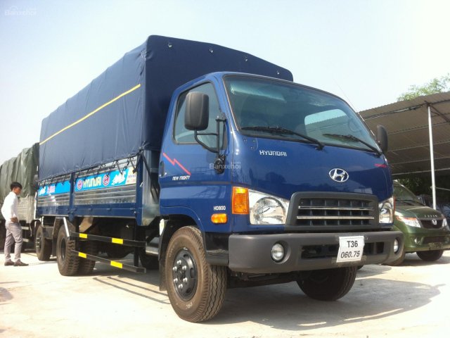 Bán xe Hyundai HD800 tải trọng 8 tấn, thùng dài 5m1 năm 2017, màu xanh lam