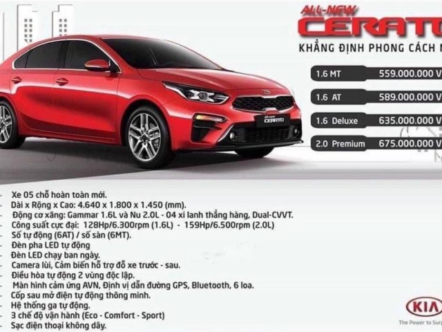 Bán xe Kia Cerato đời 2019, màu đỏ, mới hoàn toàn