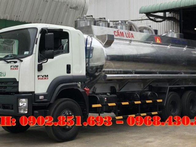 Bán xe bồn nhôm Isuzu 20 khối chở xăng dầu, xe bồn xăng dầu 20 khối Isuzu 3 chân, giá tốt0