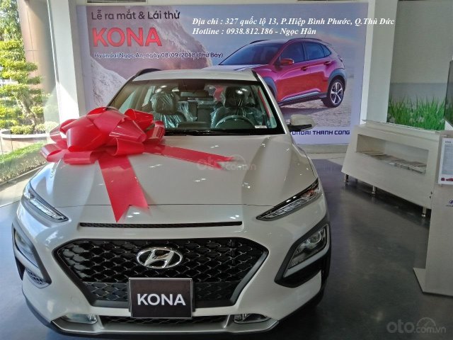 Bán xe Hyundai Kona năm sản xuất 2019, giảm 100% trước bạ, màu trắng, vàng cát