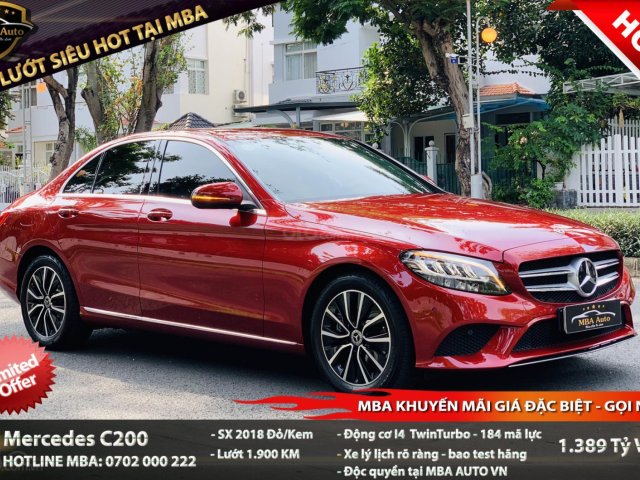 Trả trước 410tr VNĐ lấy ngay xe Mercedes C200 siêu lướt màu đỏ mới 1900 km tại MBA Auto Việt Nam0