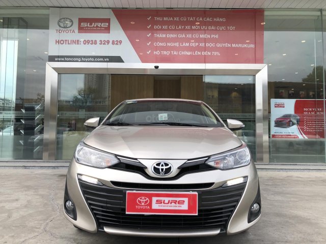 Cần bán xe Toyota Vios 1.5G CVT 2018, nâu vàng gia đình đi 48.000km, biển số Tp. HCM0