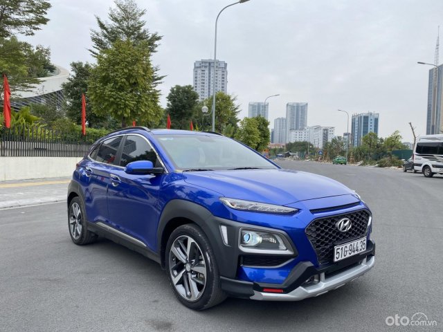 Bán Hyundai Kona 1.6 Tubor sản xuất năm 2019, màu xanh lam, xe siêu lướt, giá siêu tốt0