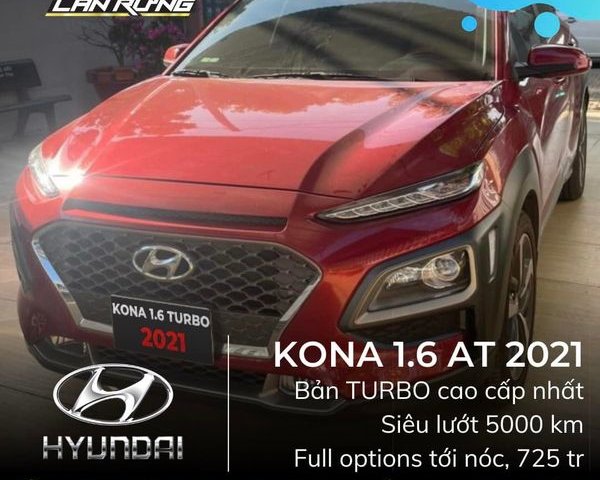 Bán Hyundai Kona AT 1.6Turbo sản xuất 2021, màu đỏ, xe mới 99,99%