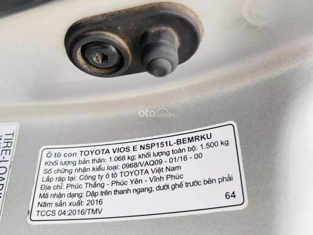Toyota Vios 1.5E MT 2016 xe cá nhân 1 chủ sử dụng