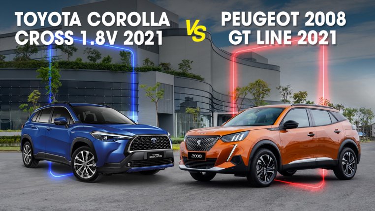 So sánh Peugeot 2008 GT Line 2021 và Toyota Corolla Cross 1.8V 20201: Hơn 800 triệu chọn xe nào?