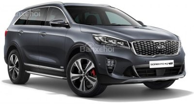 Kia Sorento màu đen, nhìn từ góc 3/4 thứ 4