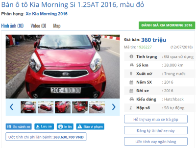 Mua xe Kia Morning cũ dưới 400 triệu