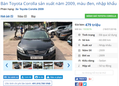 Bán Xe ô tô Toyota Corolla 2009 