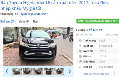 Toyota Highlander 2017 giá bao nhiêu? A7