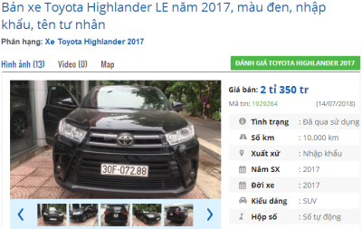 Toyota Highlander 2017 giá bao nhiêu? A8