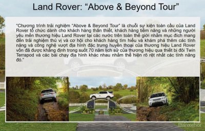Chương trình trải nghiệm thực tế "Above & Beyond Tour" của Land Rover tại VMS 2018 Chương trình trải nghiệm thực tế "Above & Beyond Tour" của Land Rover tại VMS 2018..