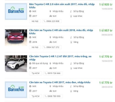 Toyota C-HR 2018 có giá khoảng 2 tỷ đồng tại Việt Nam Toyota C-HR 2018 có giá khoảng 2 tỷ đồng tại Việt Nam...