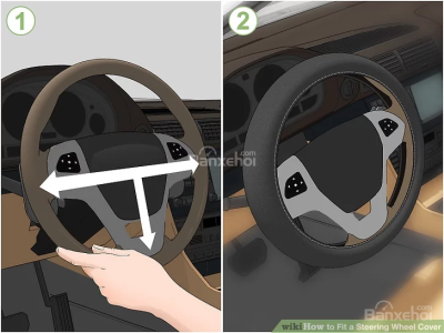 Cố định vô-lăng tại vị trí cân bằng trước khi phủ Hướng dẫn chi tiết cách bọc vô-lăng ô tô - bọc chỉ -1