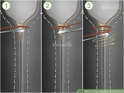 Luồn chỉ khâu theo đường may có sẵn Hướng dẫn chi tiết cách bọc vô-lăng ô tô - may - 5