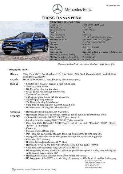 Thông số kỹ thuật Mercedes-Benz GLC200 2018 tại Việt Nam Thông số kỹ thuật Mercedes-Benz GLC200 2018 tại Việt Nam