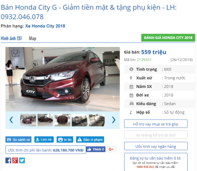 Mua xe ô tô Honda City nhận quà tặng, phụ kiện