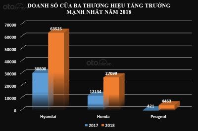 Biểu đồ doanh số của Hyundai, Honda và Peugeot trong năm 2017 và 2018 Biểu đồ doanh số của Hyundai, Honda và Peugeot trong năm 2017 và 2018...