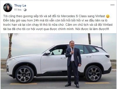 Đến lượt nữ tướng VinFast tuyên bố chuyển sang dùng “xe nhà” Nữ tướng VinFast tuyên bố chuyển sang dùng “xe nhà”