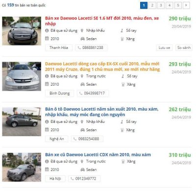 Thông tin rao bán xe Daewoo Lacetti 2010 trên Oto.com.vn Thông tin rao bán xe Daewoo Lacetti 2010 trên Oto.com.vn...