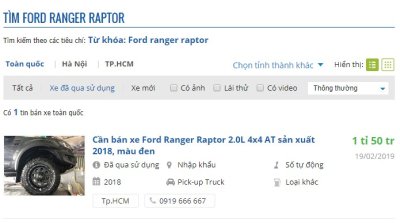Chưa đầy 1 năm sử dụng, Ford Ranger Raptor trên thị trường cũ rớt giá gần 150 triệu đồng Chưa đầy 1 năm sử dụng, Ford Ranger Raptor trên thị trường cũ rớt giá gần 150 triệu đồng.