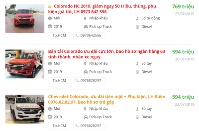 Giá bán Xe Chevrolet Colorado 2019 Giá bán Xe Chevrolet Colorado 2019