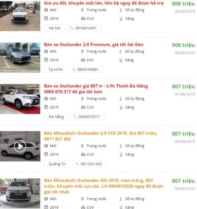 Giá xe Mitsubishi Outlander 2019 tại đại lý Giá xe Mitsubishi Outlander 2019 tại đại lý 1