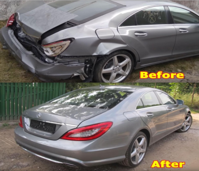 Mercedes CLS nát đuôi trở về nguyên dạng nhờ tài sửa chữa của bác thợ người Nga 1 Mercedes CLS nát đuôi trở về nguyên dạng nhờ tài sửa chữa của bác thợ người Nga a1