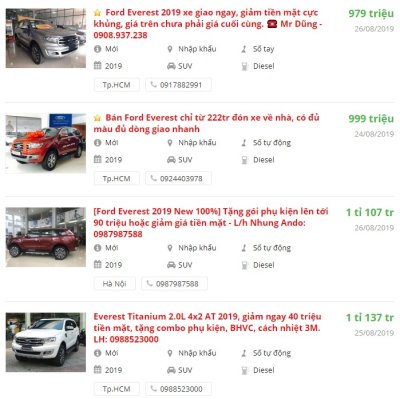 Giá xe Ford Everest tại đai lý giảm mạnh tháng Ngâu Giá xe Ford Everest tại đai lý giảm mạnh tháng Ngâu.