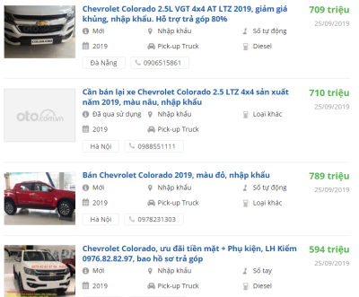 Giá bán Xe Chevrolet Colorado 2019 Giá bán Xe Chevrolet Colorado 2019