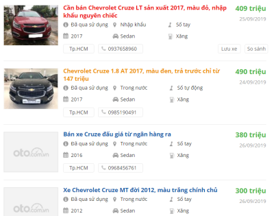 Giá xe Chevrolet Cruze 2019 tại đại lý 1 Giá xe Chevrolet Cruze 2019 tại đại lý a1