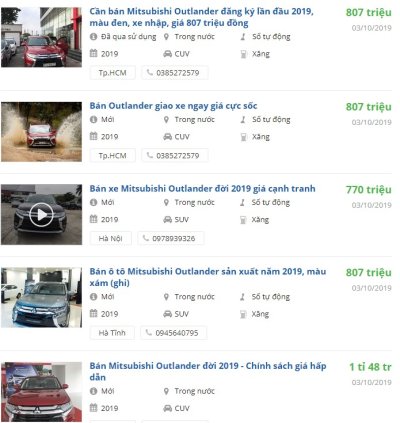 Giá xe Mitsubishi Outlander 2019 Giá xe Mitsubishi Outlander 2019 a
