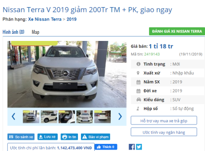 Giá xe Nissan Terra 2019 tại đại lý "hạ nhiệt", giảm tới 200 triệu đồng tiền mặt 1 Giá xe Nissan Terra 2019 tại đại lý "hạ nhiệt", giảm tới 200 triệu đồng tiền mặt a1