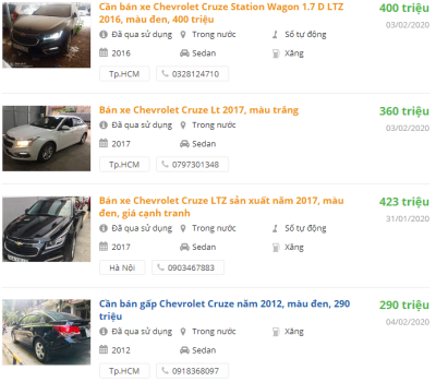 Giá xe Chevrolet Cruze 2019 tại đại lý 1 Giá xe Chevrolet Cruze 2019 tại đại lý a1