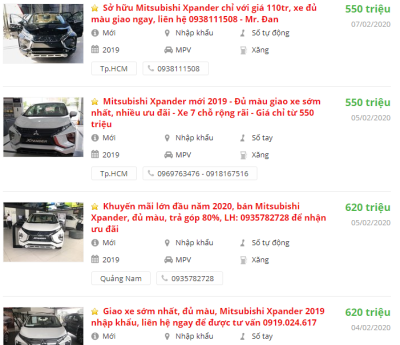 Giá xe Mitsubishi Xpander 2020 Giá xe Mitsubishi Xpander 2020 a