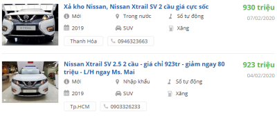 Giá xe Nissan X-Trail 2020 tại các đại lý Giá xe Nissan X-Trail 2020 tại các đại lý.