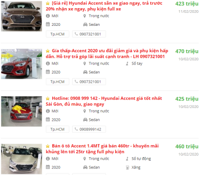 Giá bán xe Hyundai Accent 2020 Giá bán xe Hyundai Accent 2020