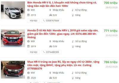 Sau khi trừ chi phí, mức giảm thực tế của Honda HR-V 2020 chỉ khoảng 120-125 triệu đồng 1