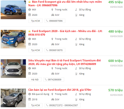 Ford EcoSport 2020 có khuyến mại gì? Ford EcoSport 2020 có khuyến mại gì.
