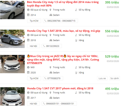 Giá bán xe Honda City 2019 Giá bán xe Honda City 2019.