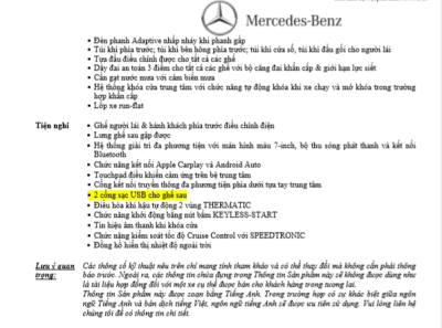 Thông số kỹ thuật Mercedes-Benz C180 2020 tại Việt Nam Thông số kỹ thuật Mercedes-Benz C180 2020 tại Việt Nam